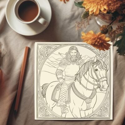 Medieval Knigth Riding a horse  Adult Colouring Page
