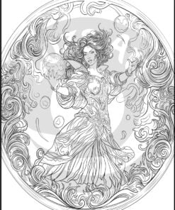 Medieval People 20 Adult Colouring Pages Book sorceress