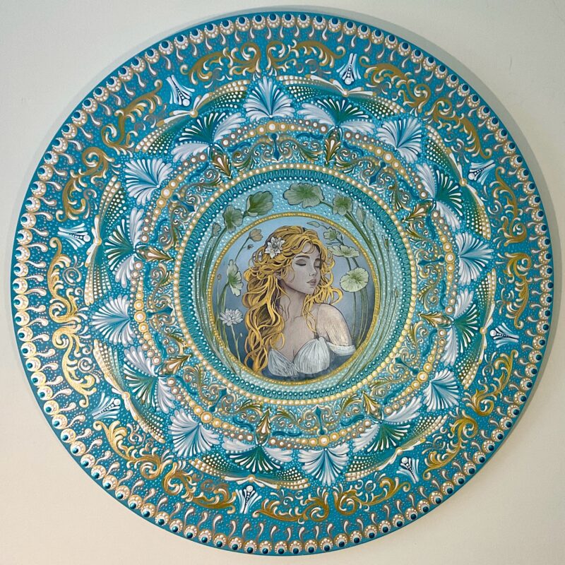 Water Nymph Mandala Acrylic Painting on Canvas Frame