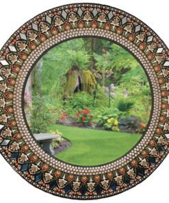 41 cm Hand-painted Mandala Mirror in Dot Art Style, Browns, Orange & Green