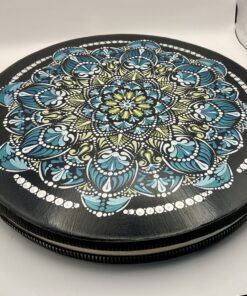 Hand Painted Ocean Wave Drum | Sound Therapy | Aqua Blues, Green & Silver Mandala Design | 30cm