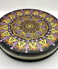 Hand Painted Ocean Wave Drum | Sound Therapy | Gold, Copper & Berry Mandala Design | 25cm