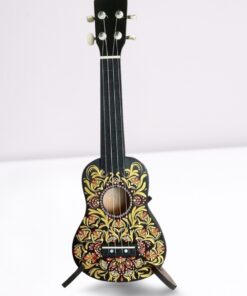 Hand-painted 53cm Soprano Ukukele Decorative Mandala Dot-art Style Red, Gold, Red & Green on Black